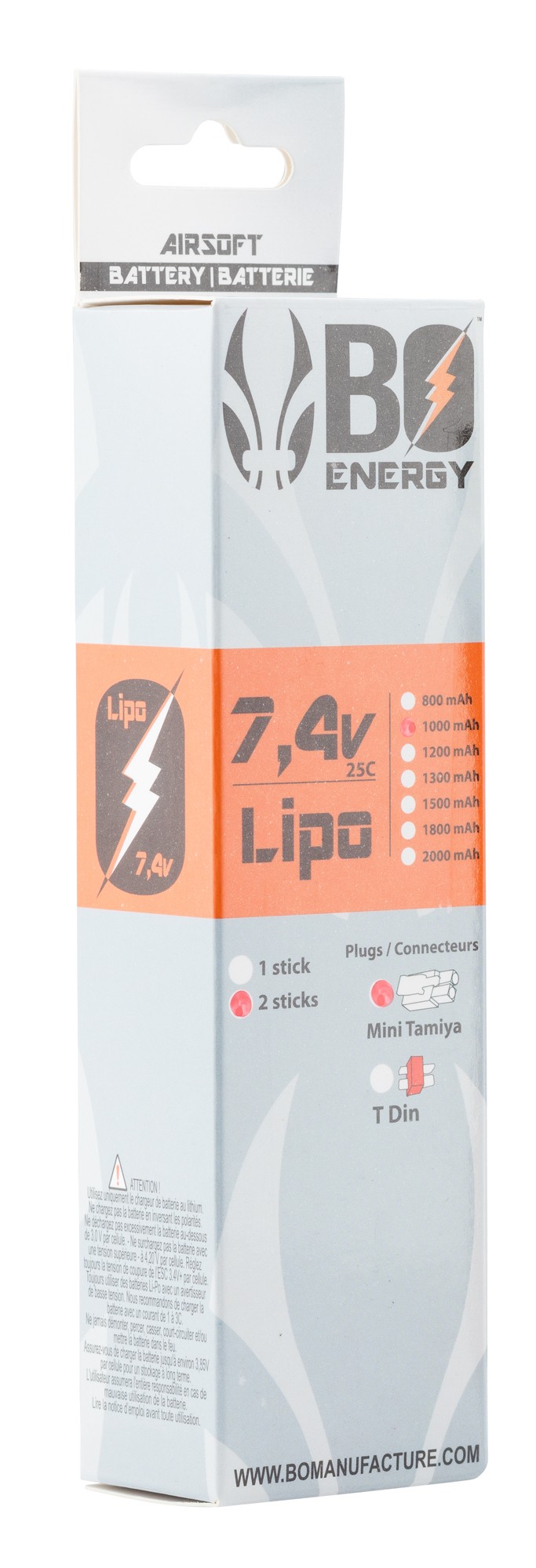 Photo 2 sticks batterie Lipo 2S 7.4V 1000mAh 25C